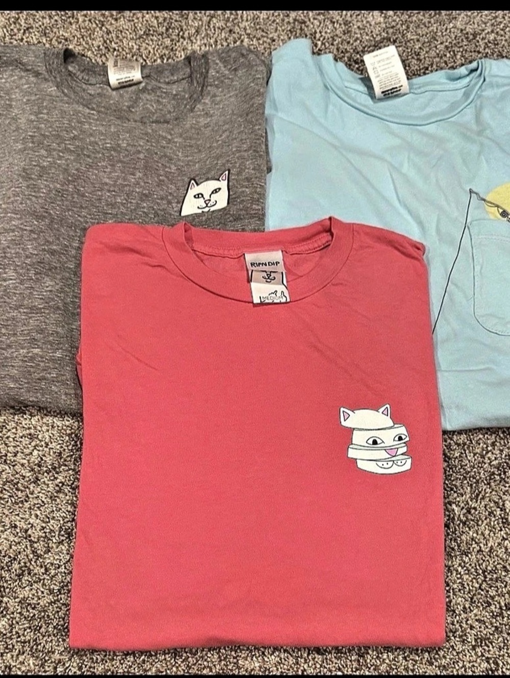 Rip N Dip Lord Nermal Graphic Tee 3-Piece Set in Pink & Gray Size Medium